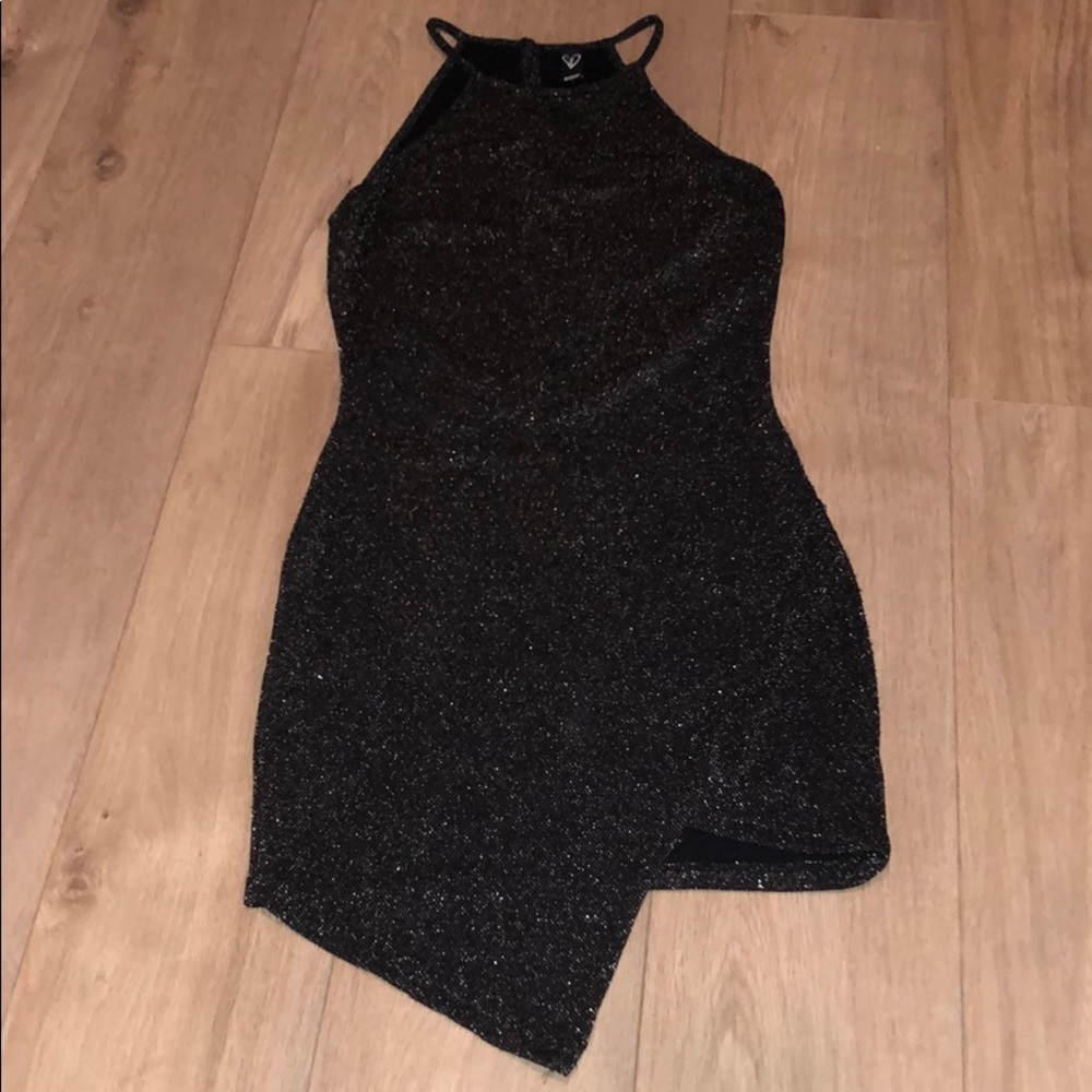 Body Con Asymmetrical Glitter Dress